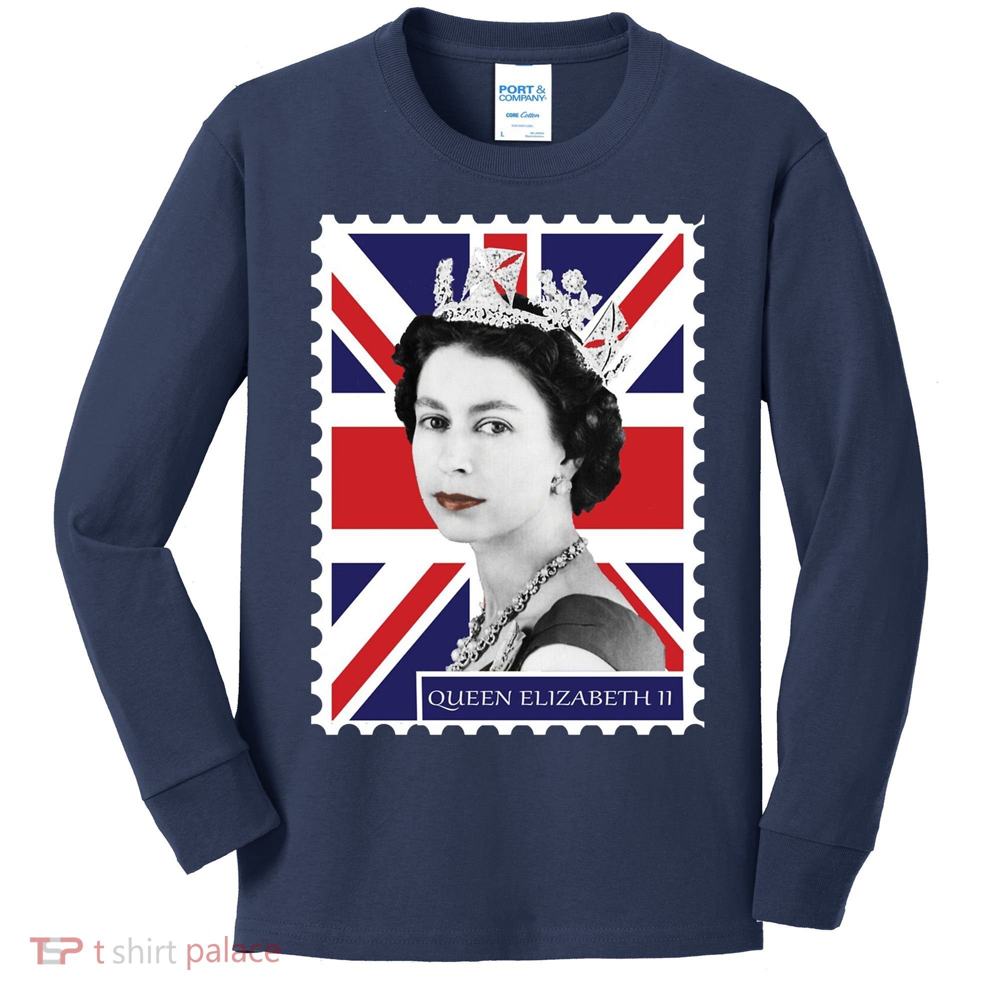 Queen Elizabeth II England Stamp Kids Long Sleeve Shirt