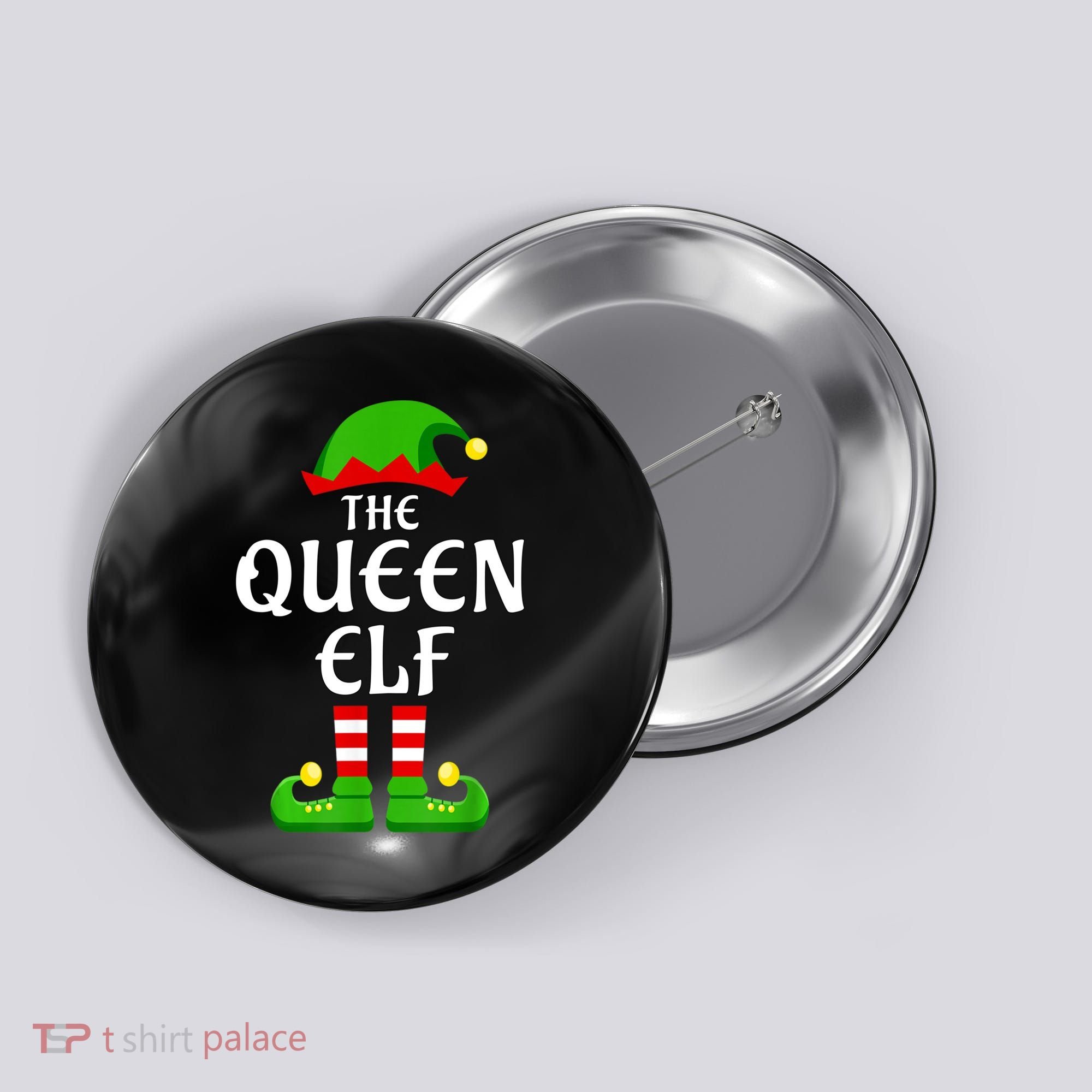 Queen Elf Pajama Matching Group Christmas Holiday Button