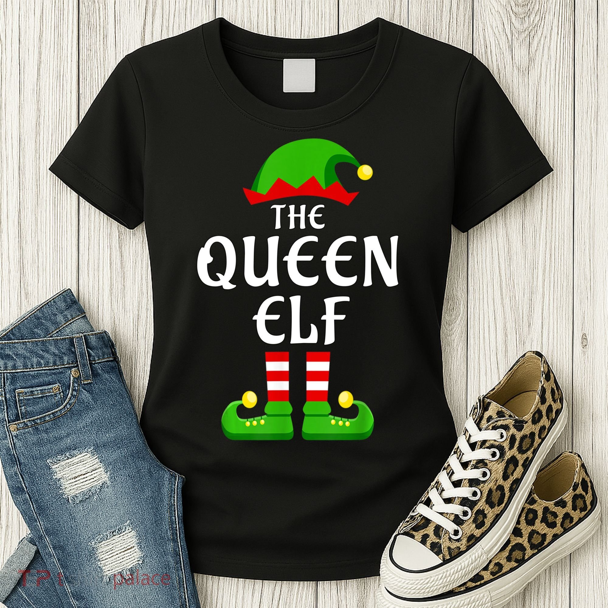 Queen Elf Pajama Matching Group Christmas Holiday Women's T-Shirt