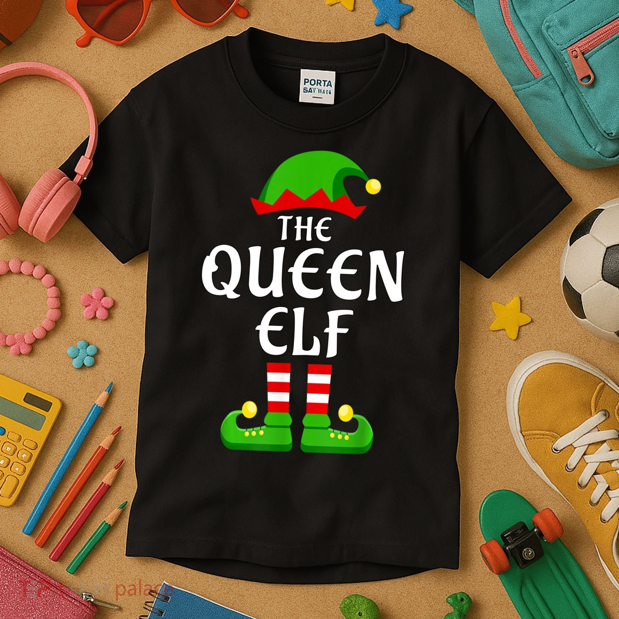 Queen Elf Pajama Matching Group Christmas Holiday Kids T-Shirt