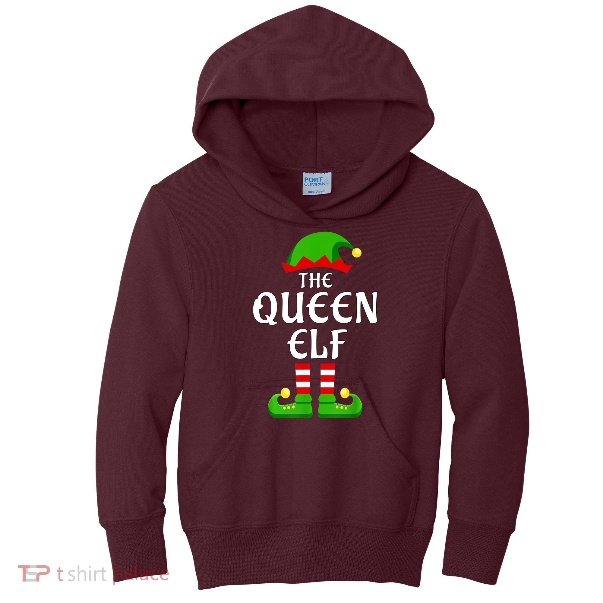 Queen Elf Pajama Matching Group Christmas Holiday Kids Hoodie
