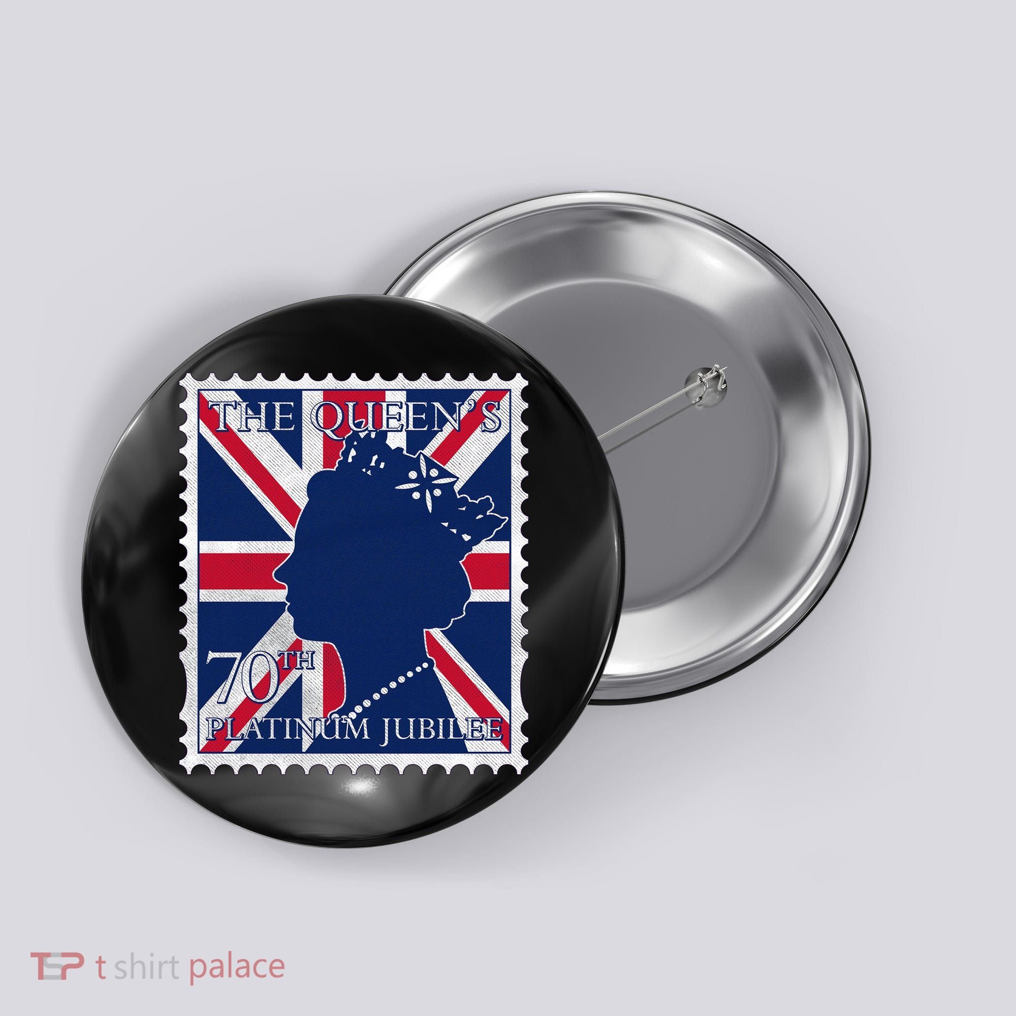 Queen Elizabeth Platinum Jubilee Celebration Queens 70th Anniversary Union Jack Button