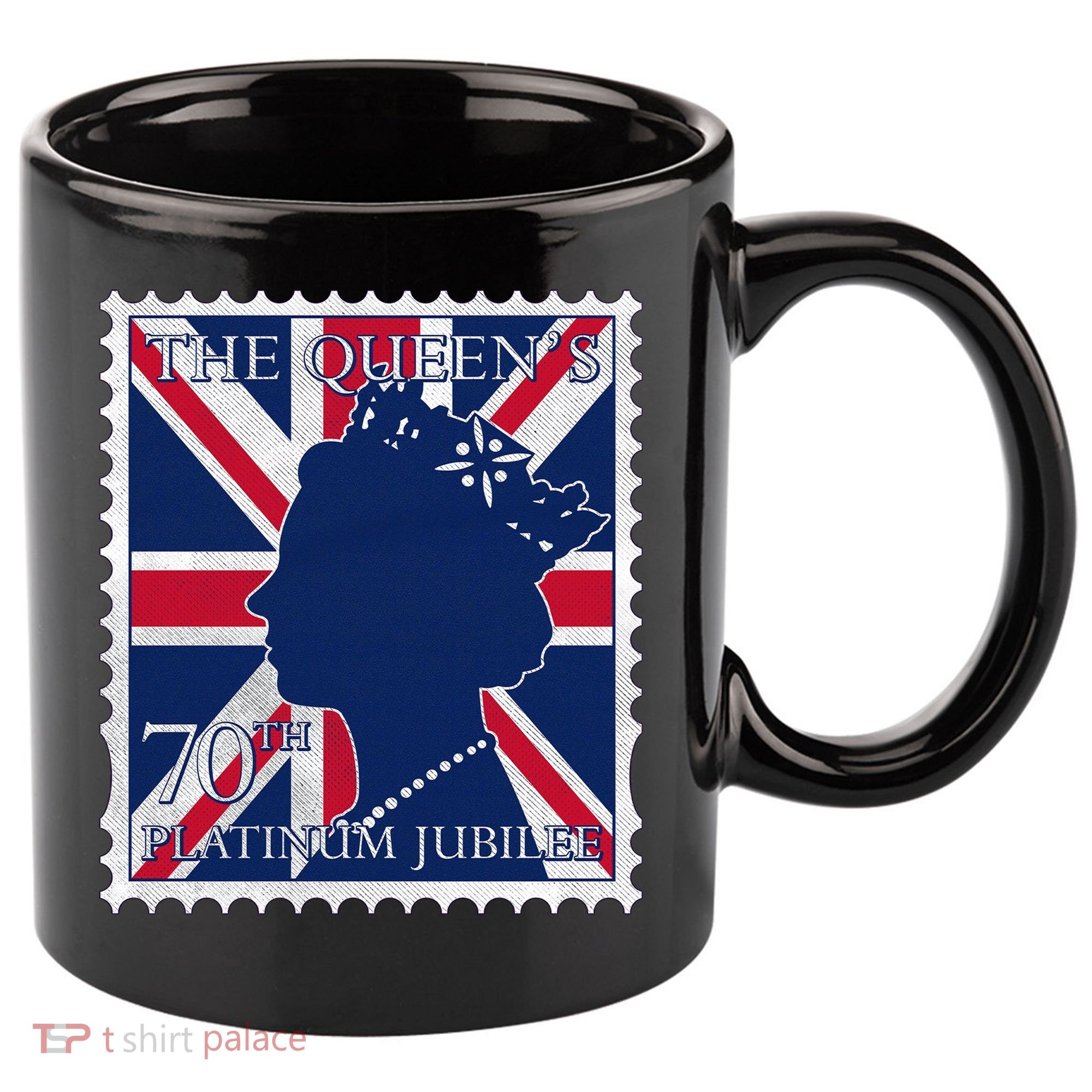 Queen Elizabeth Platinum Jubilee Celebration Queens 70th Anniversary Union Jack 11oz C Handle Ceramic Mug