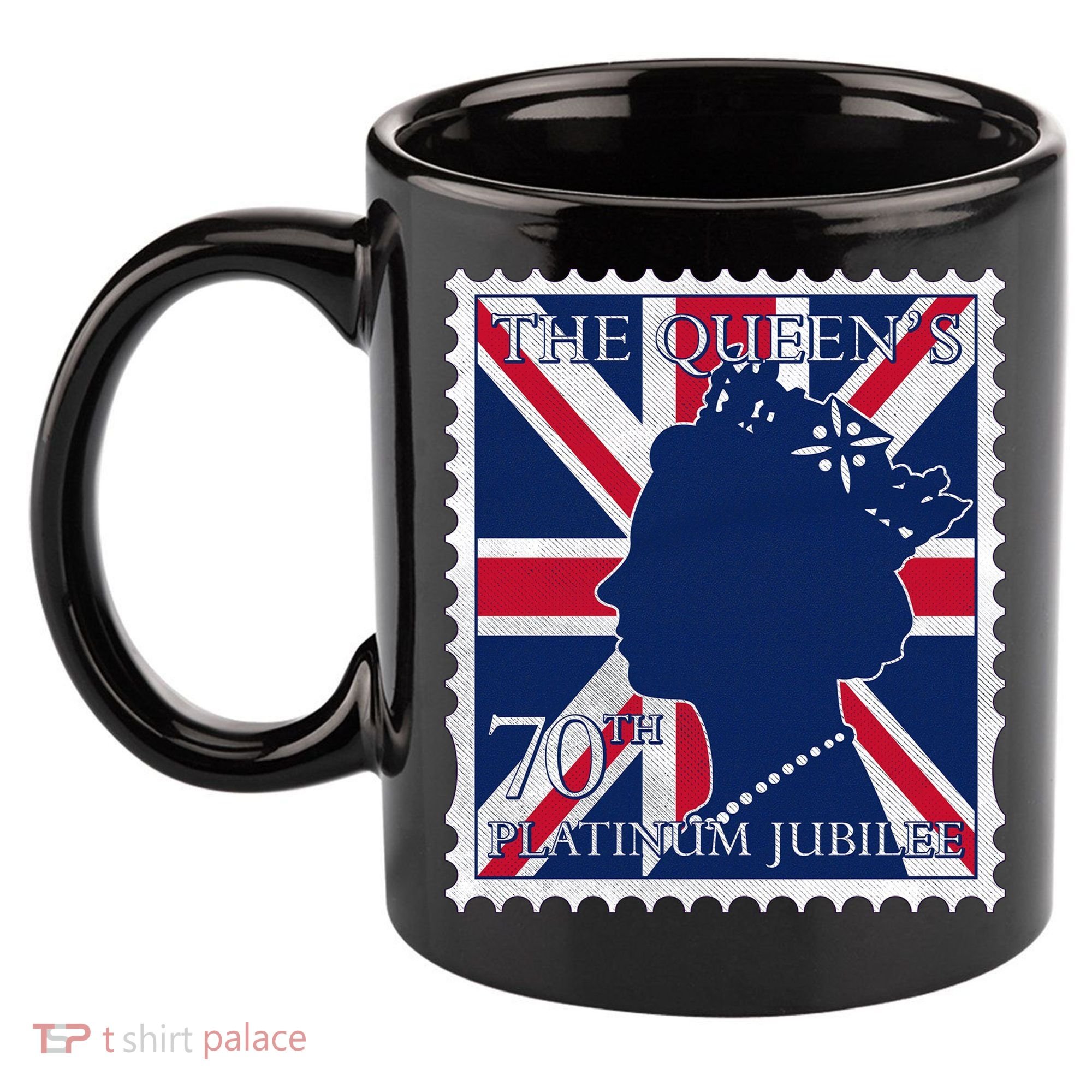 Queen Elizabeth Platinum Jubilee Celebration Queens 70th Anniversary Union Jack 11oz C Handle Ceramic Mug
