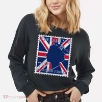 Queen Elizabeth Platinum Jubilee Celebration Queens 70th Anniversary Union Jack Cropped Pullover Crew thumb 2