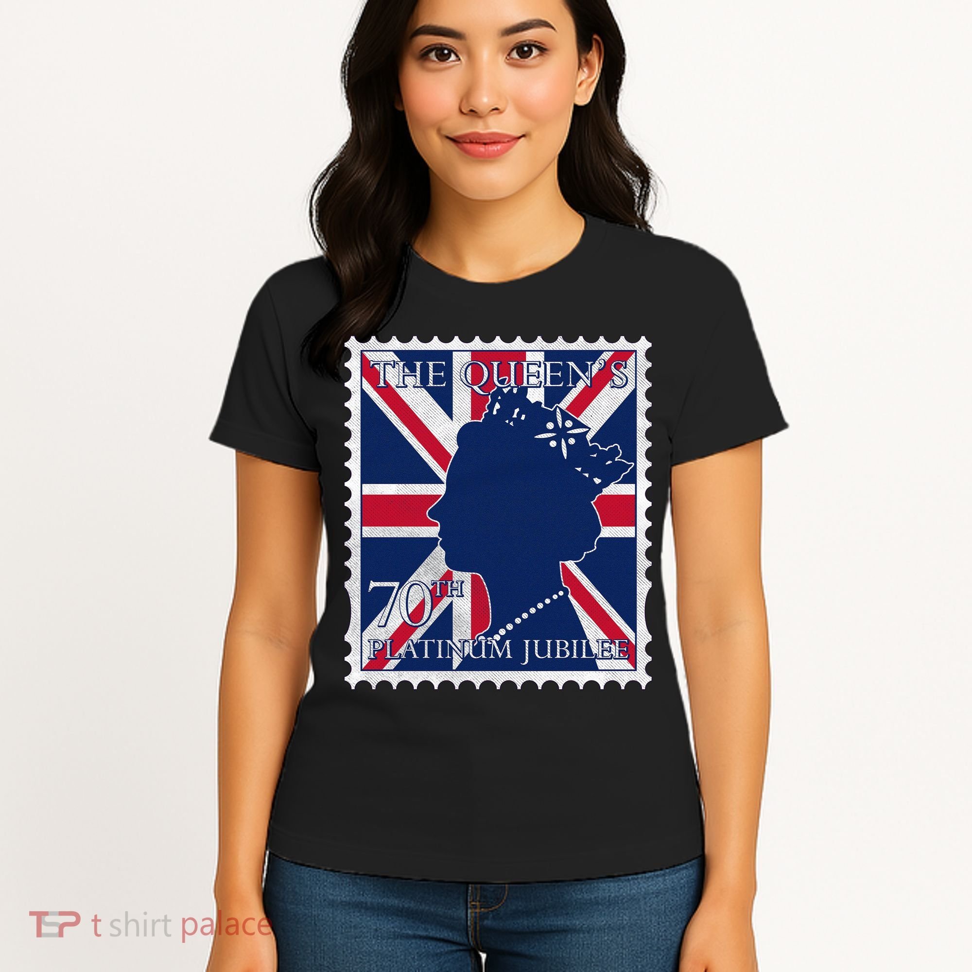 Queen Elizabeth Platinum Jubilee Celebration Queens 70th Anniversary Union Jack Women's T-Shirt