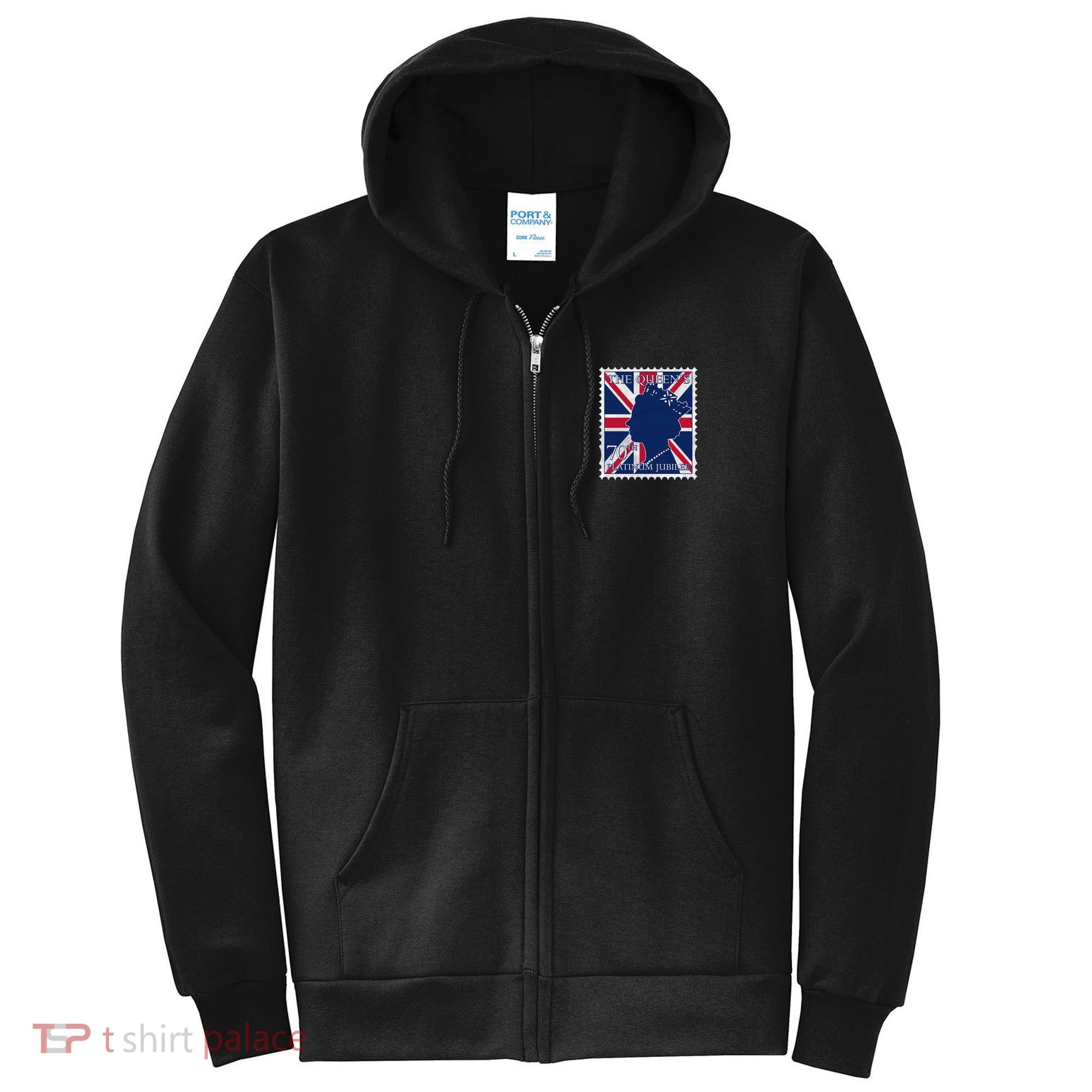 Queen Elizabeth Platinum Jubilee Celebration Queens 70th Anniversary Union Jack Full Zip Hoodie