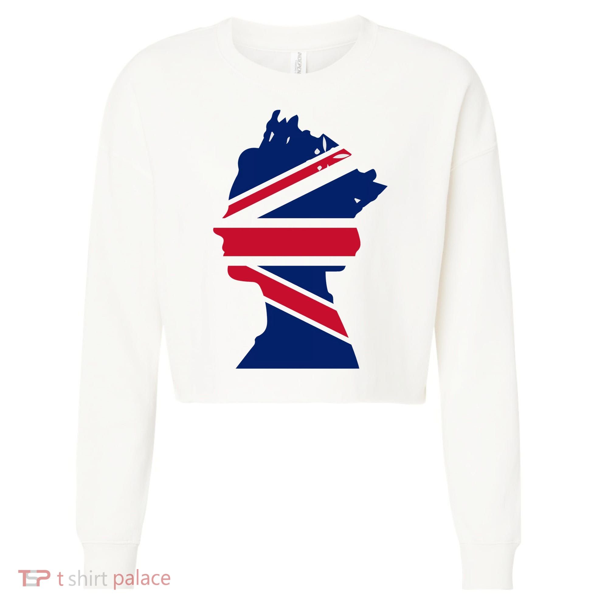 Queen Elizabeth Platinum Jubilee Celebration Queens 70th Anniversary Union Jack Cropped Pullover Crew