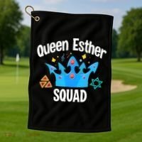 Queen Esther Squad Gift Funny Jewish Gift Purim Happy Costume Gift Golf Towel thumb 1