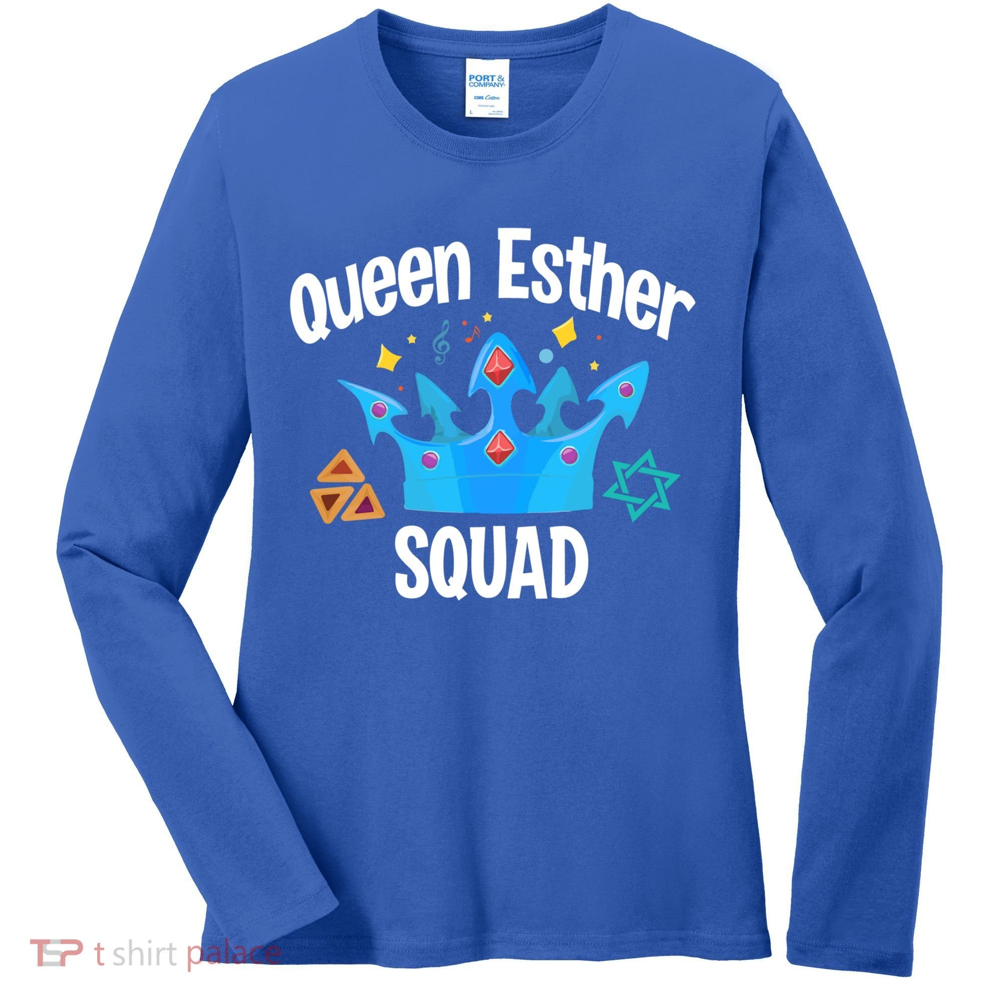 Queen Esther Squad Gift Funny Jewish Gift Purim Happy Costume Gift Women's Long Sleeve Shirt
