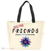 Quilting Friends Forever Stitching Memories Funny Quilting Tote Bag thumb 0