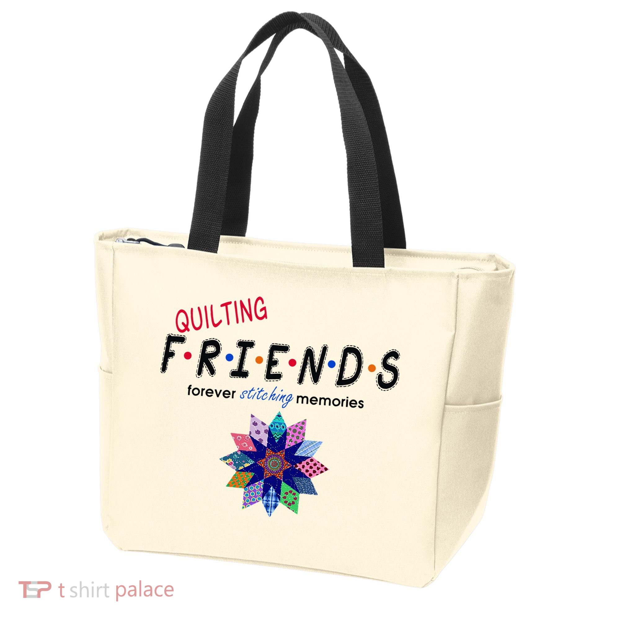 Quilting Friends Forever Stitching Memories Funny Quilting Tote Bag