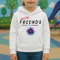 Quilting Friends Forever Stitching Memories Funny Quilting Kids Hoodie thumb 3