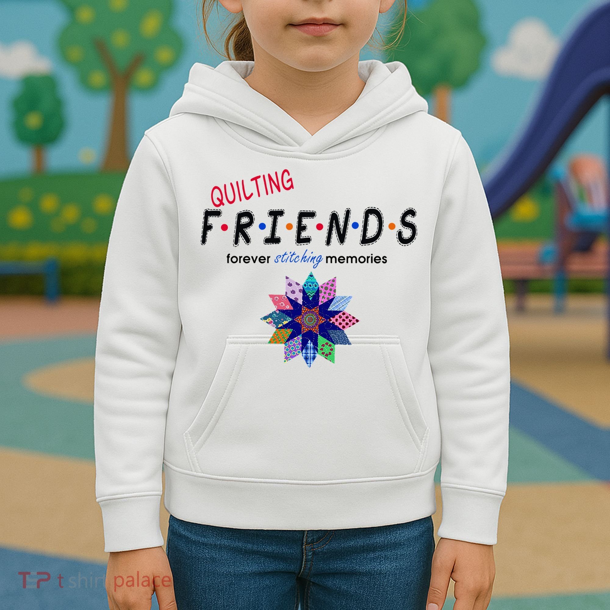 Quilting Friends Forever Stitching Memories Funny Quilting Kids Hoodie