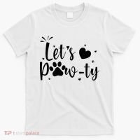 q6bA Funny Let's Pawty Dog Birthday Dog Mom Birthday Party T-Shirt thumb 0