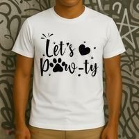 q6bA Funny Let's Pawty Dog Birthday Dog Mom Birthday Party T-Shirt thumb 3
