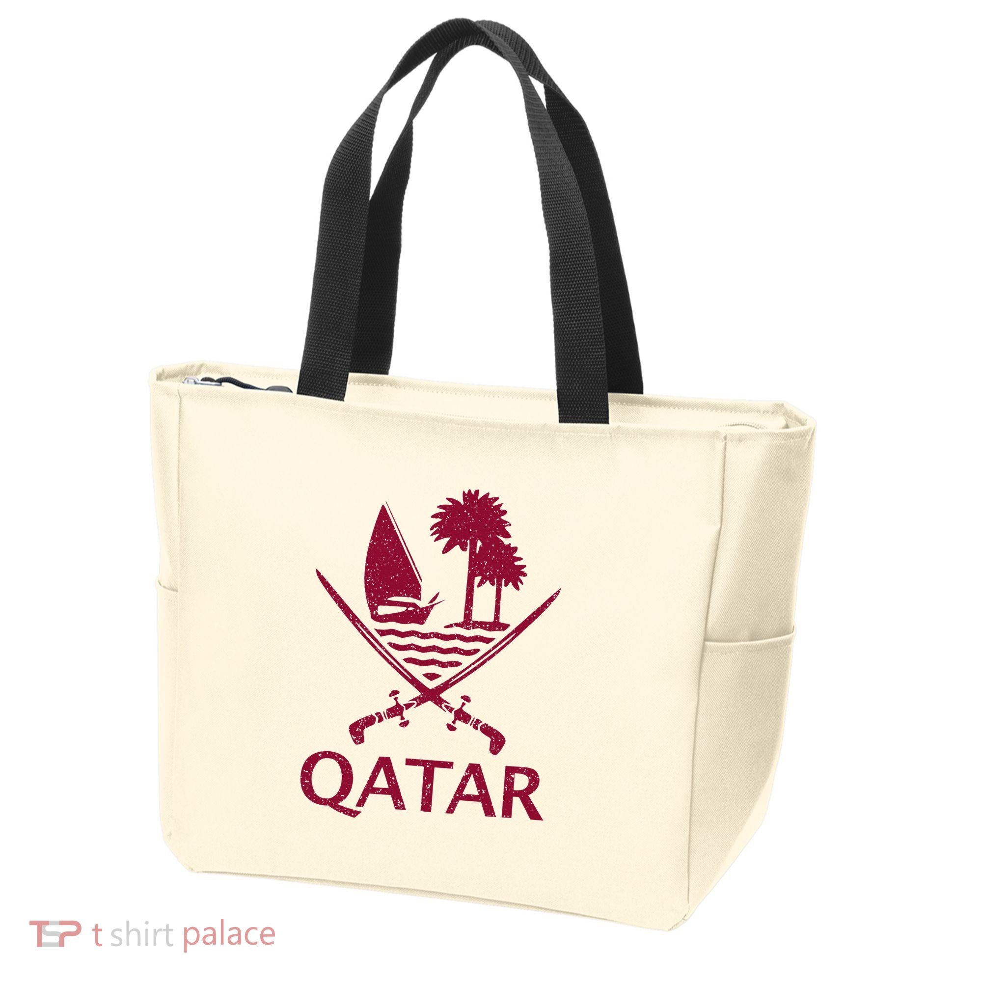Qatar Flag Qatari Emblem Arms Tote Bag