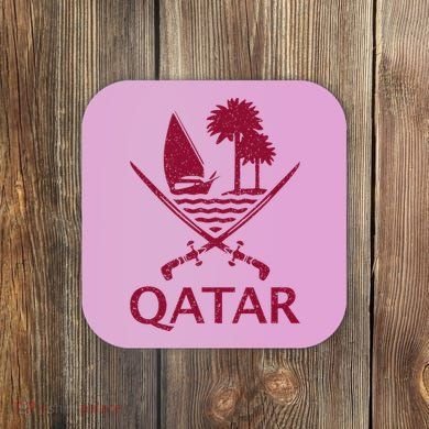Qatar Flag Qatari Emblem Arms Coaster
