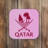 Qatar Flag Qatari Emblem Arms Coaster thumb 0