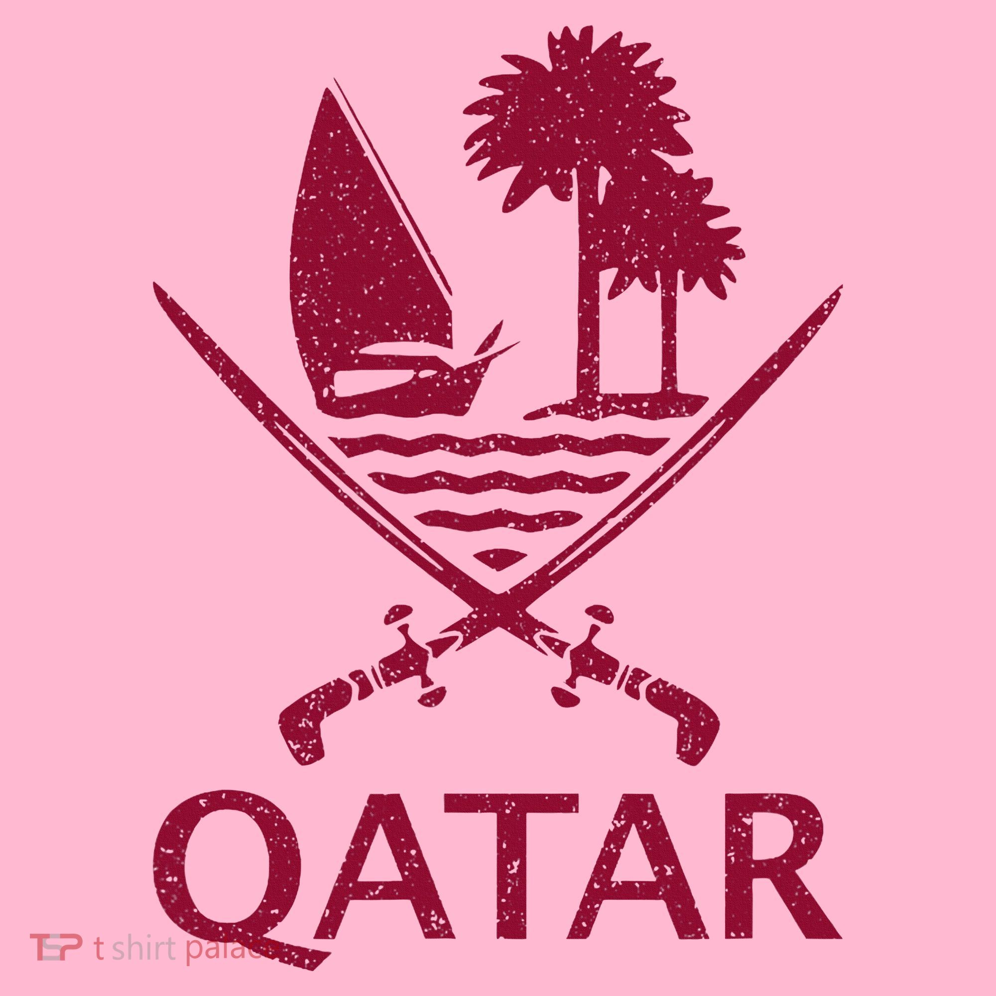 Qatar Flag Qatari Emblem Arms Coaster