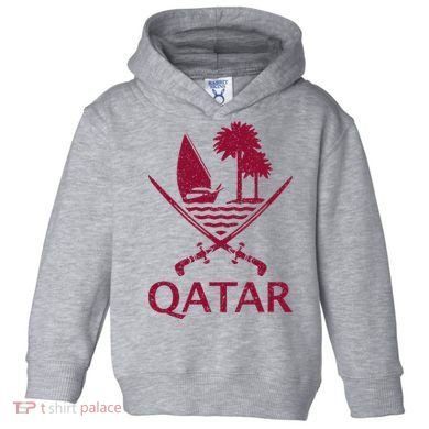 Qatar Flag Qatari Emblem Arms Toddler Hoodie