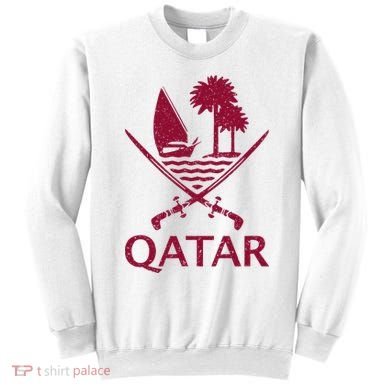 Qatar Flag Qatari Emblem Arms Sweatshirt