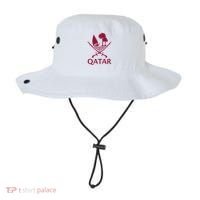 Qatar Flag Qatari Emblem Arms Bucket Hat thumb 0