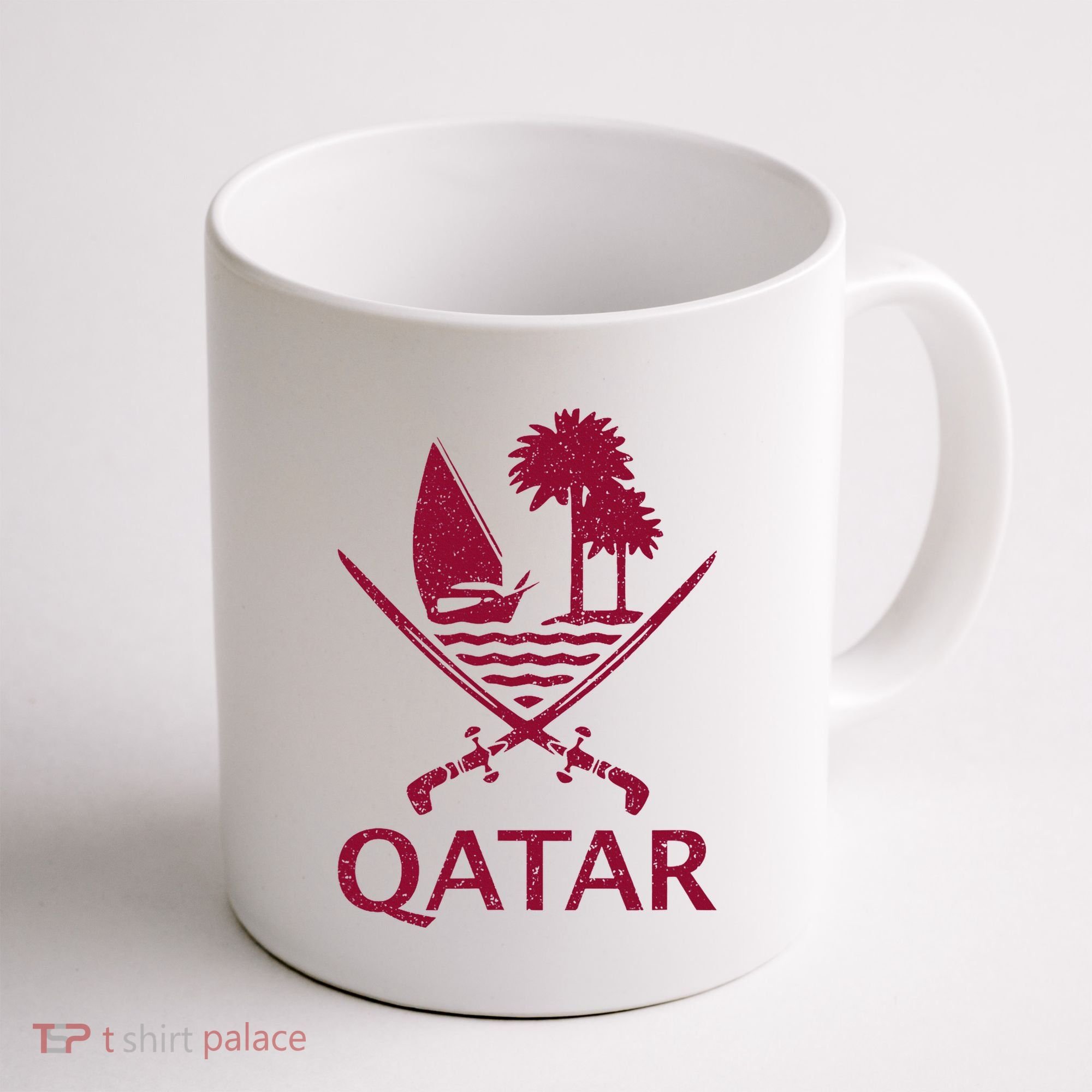 Qatar Flag Qatari Emblem Arms Coffee Mug