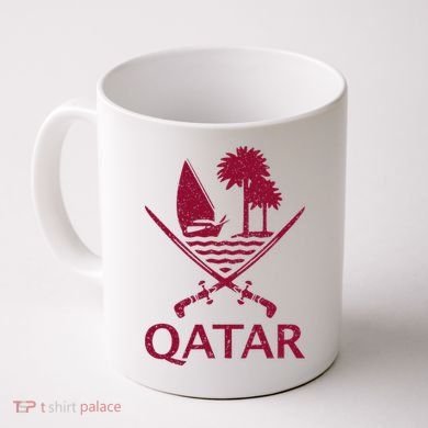 Qatar Flag Qatari Emblem Arms Coffee Mug