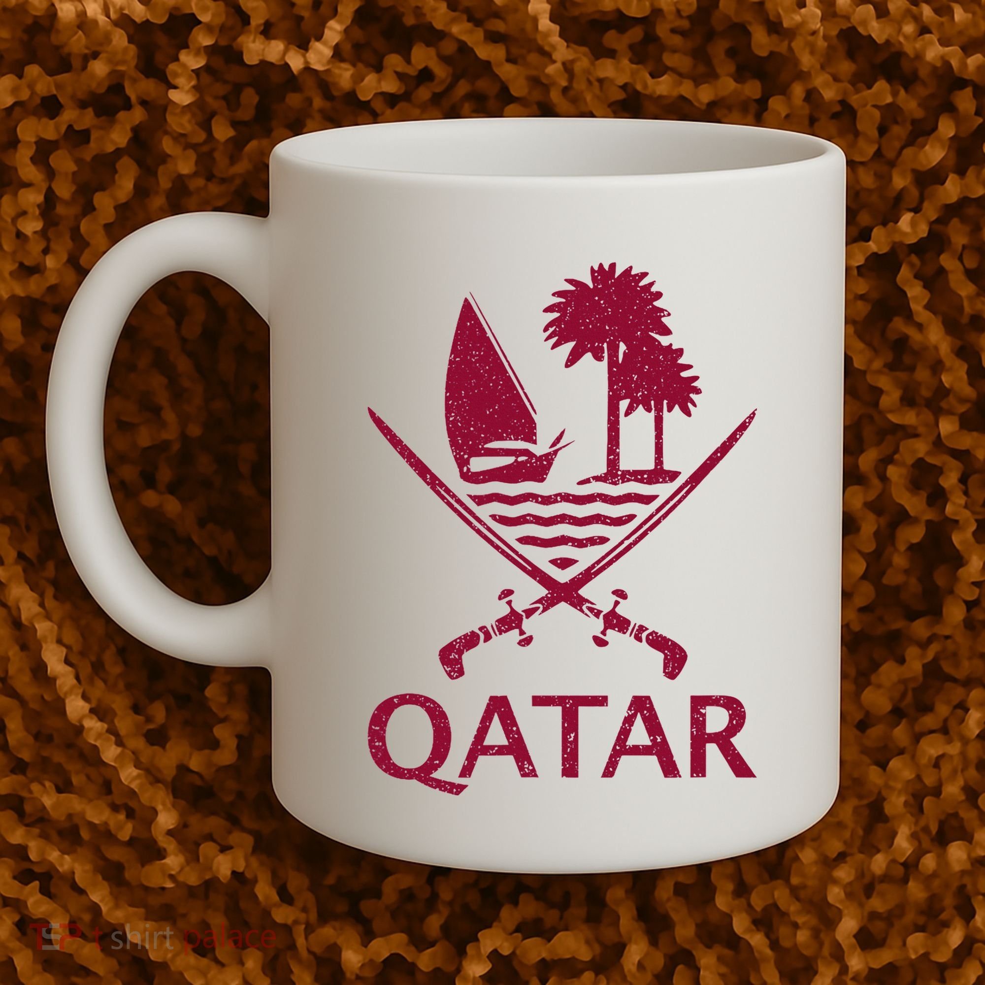 Qatar Flag Qatari Emblem Arms Coffee Mug