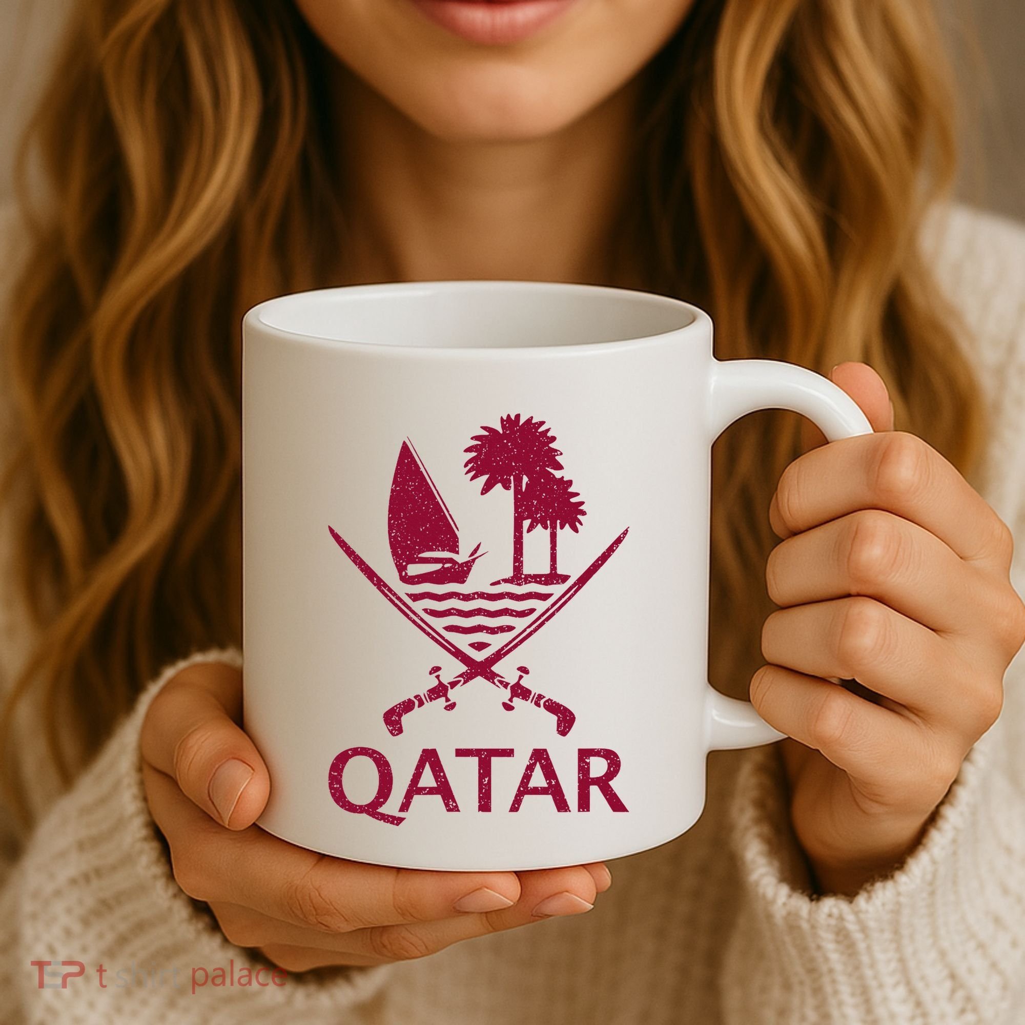 Qatar Flag Qatari Emblem Arms Coffee Mug