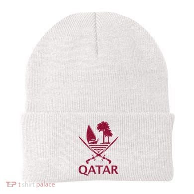 Qatar Flag Qatari Emblem Arms Beanie
