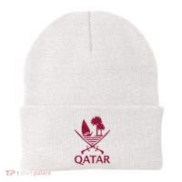 Qatar Flag Qatari Emblem Arms Beanie thumb 0