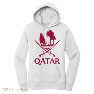 Qatar Flag Qatari Emblem Arms Women's Hoodie