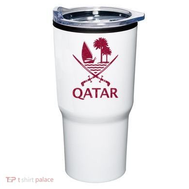 Qatar Flag Qatari Emblem Arms Tumbler