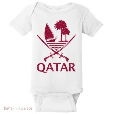 Qatar Flag Qatari Emblem Arms Baby Bodysuit