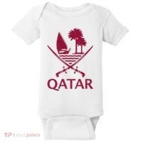 Qatar Flag Qatari Emblem Arms Baby Bodysuit thumb 0