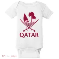 Qatar Flag Qatari Emblem Arms Baby Bodysuit thumb 0