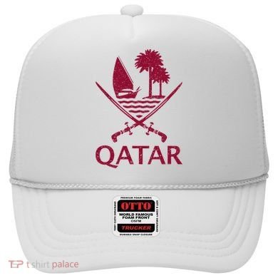 Qatar Flag Qatari Emblem Arms Hat