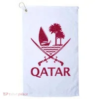 Qatar Flag Qatari Emblem Arms Golf Towel thumb 0