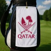 Qatar Flag Qatari Emblem Arms Golf Towel thumb 2