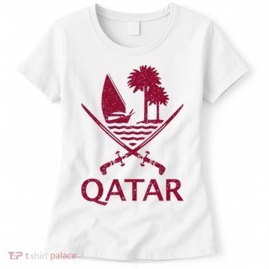 Qatar Flag Qatari Emblem Arms Women's T-Shirt