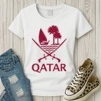 Qatar Flag Qatari Emblem Arms Women's T-Shirt thumb 3