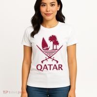 Qatar Flag Qatari Emblem Arms Women's T-Shirt thumb 4