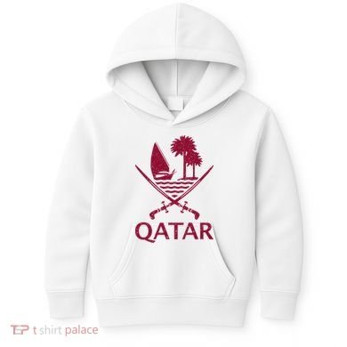 Qatar Flag Qatari Emblem Arms Kids Hoodie
