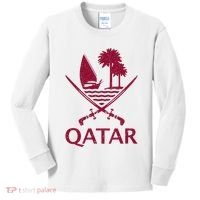 Qatar Flag Qatari Emblem Arms Kids Long Sleeve Shirt thumb 0