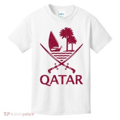 Qatar Flag Qatari Emblem Arms Kids T-Shirt