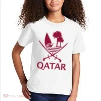Qatar Flag Qatari Emblem Arms Kids T-Shirt thumb 2