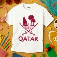Qatar Flag Qatari Emblem Arms Kids T-Shirt thumb 3