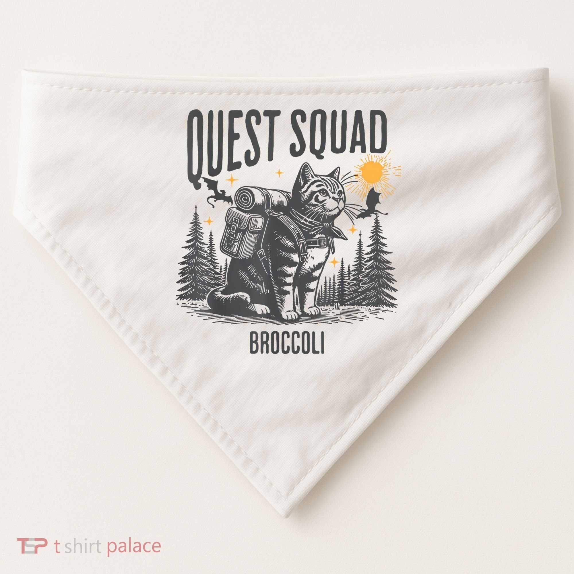 Quest Fantasy Squad Broccoli Funny Cat USA-Made Doggie Bandana